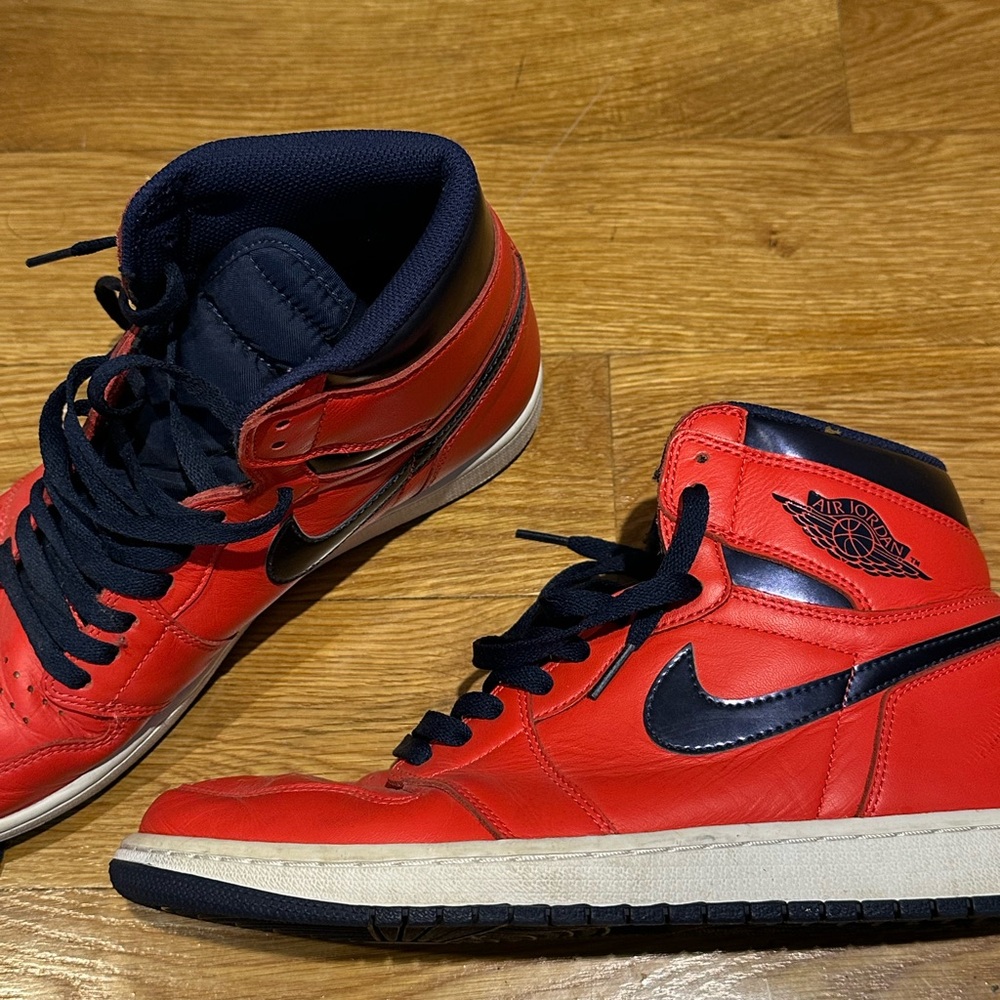 Nike Men's Bold Red and Black High-Top Sneakers